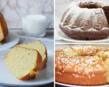Tre ciambelloni soffici e alti: uno classico, uno al cioccolato e uno con zuccherini. Perfetti per la tua ricetta!