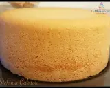 Un pan di spagna sofficissimo, dorato e invitante, pronto per essere farcito. La sua consistenza perfetta promette una torta deliziosa.